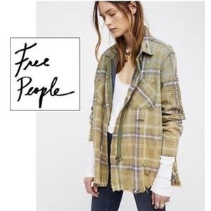 Free people Flannel Jacket Light Green